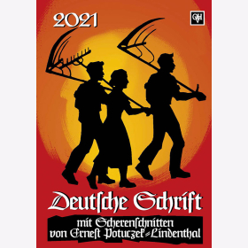 Deutsche Schrift Kalender in Farbe 2021 - 14 Farbige Kalenderbl&auml;tter