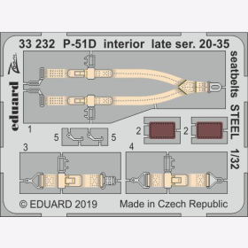 P-51D interior late ser. 20-35 seatbelts Steel for Tamya Kit Eduard 33232  1:32