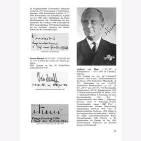 H&uuml;sken Autographen des Nationalsozialismus Reichs- Kriegsmarine F&uuml;hrung &Uuml;berwasserstreitkr&auml;fte Unterseebootswaffe Marine Artillerie