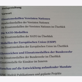 Schneider Einsatzmedaillen und Ehrenzeichen Bundeswehr NATO  EU und UN Ausgabe 2022