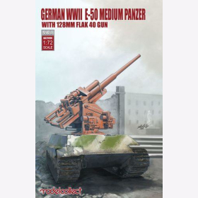 UA72099 German WWII E-50 medium panzer with 128mm flak 40 gun 1:72