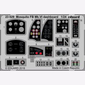 Mosquito FB Mk. VI dashboard for Airfix kit Eduard 23029 1:24