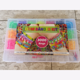Loom B&auml;nder Kit Plastikbox Loom Bands Set 3000 Stk mit Anleitung