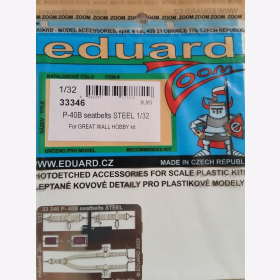 P-40B seatbelts Steel for Great Wall Hobby kit Eduard Zoom 33346 1:32