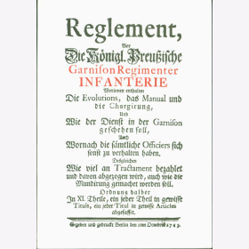ALTPREUßISCHER KOMMIß - Heft 33./34. Reglement Garnison...